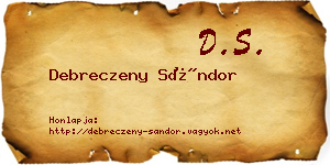 Debreczeny Sándor névjegykártya
