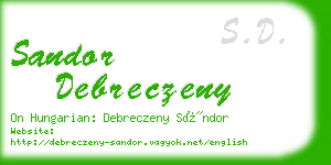 sandor debreczeny business card